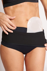 Braguita Bikini Ostomía Cintura Alta - Negro Con Bolsillo Interno