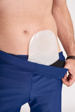 Cargar imagen en el visor de la galería, Bañador Ostomía Hombre Cintura Alta Azul Con Bolsillo Interno